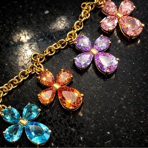 REAL COLLECTIBLES Adrienne VINTAGE CZ Cross Dangle Charm statement Bracelet Gold